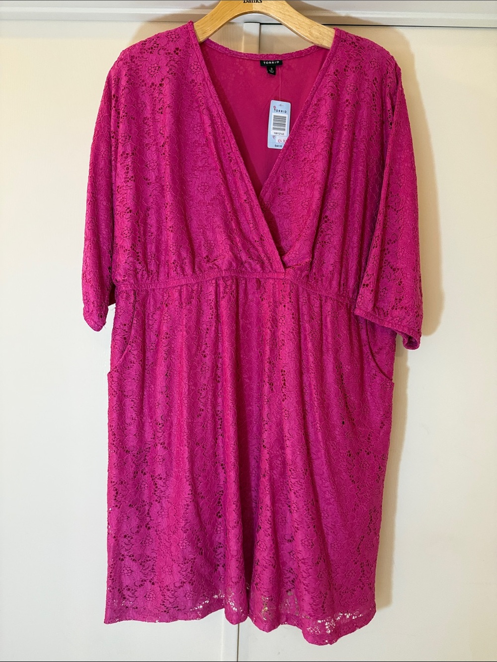 torrid Fuchsia Lace Dress with Pocket Detail fully lined
